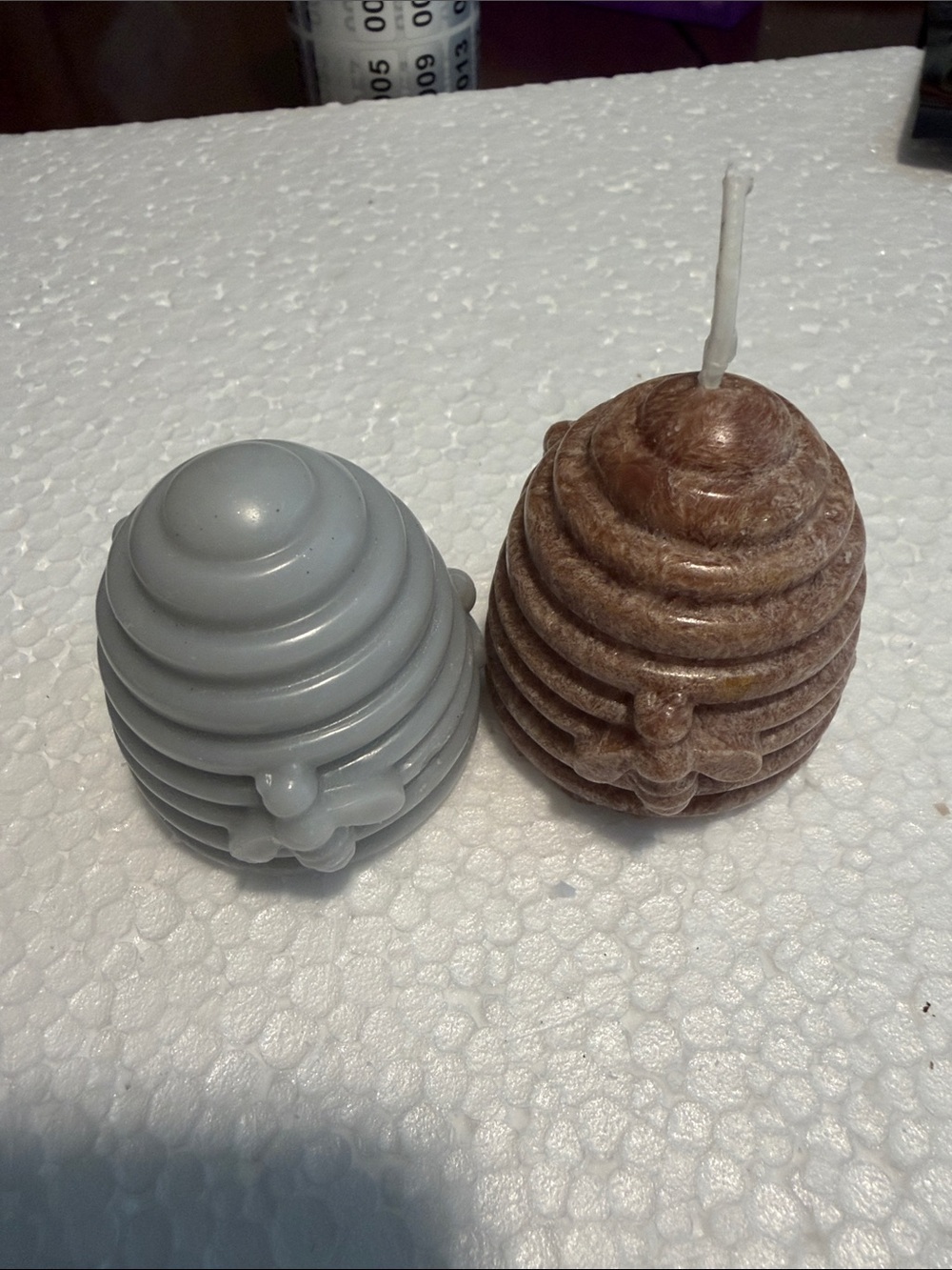 Beehive Shaped Decorative Candle - Gray and Brown 2 you get